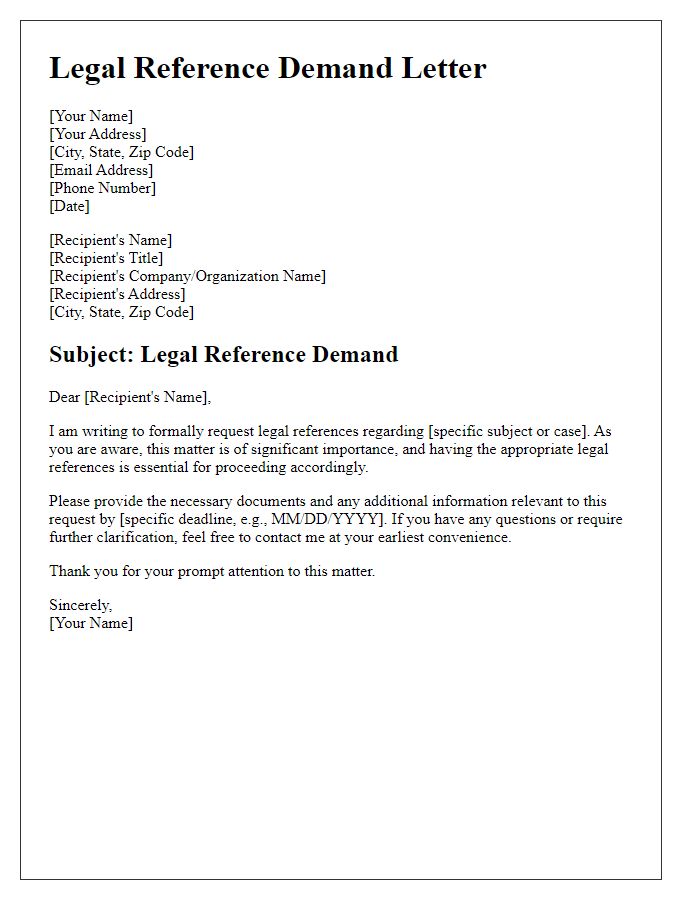 Letter template of Legal Reference Demand