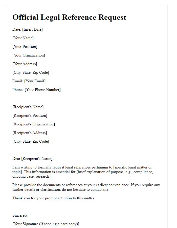 Letter template of Official Legal Reference Request