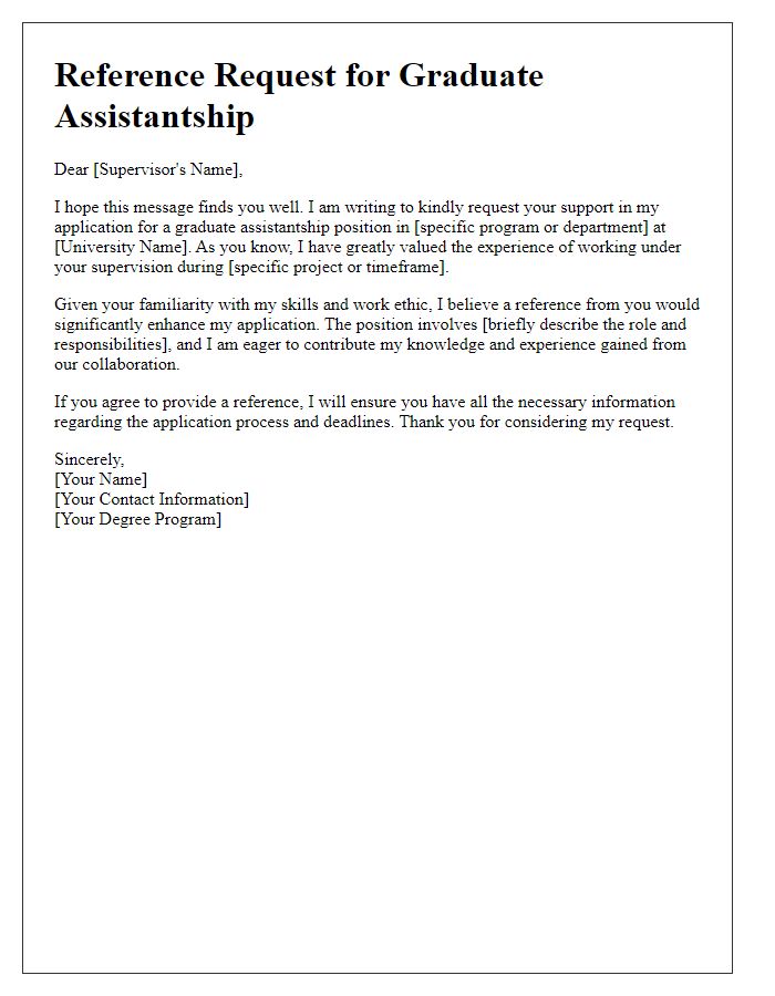 Letter template of graduate assistantship reference request for research supervisors