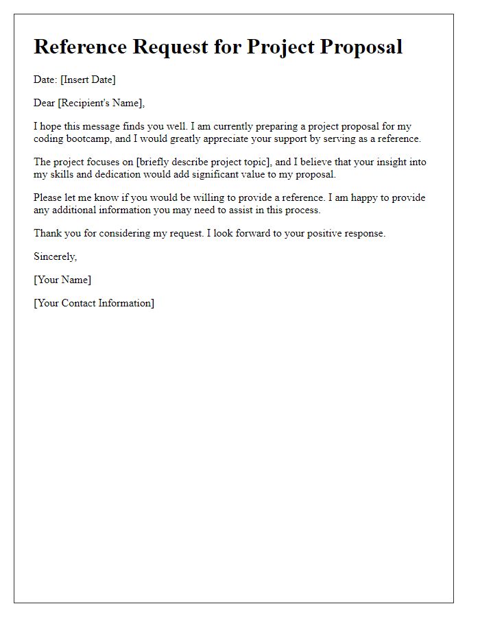 Letter template of coding bootcamp reference request for project proposal