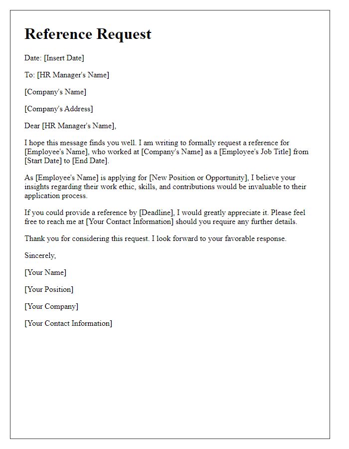 Letter template of formal HR reference request