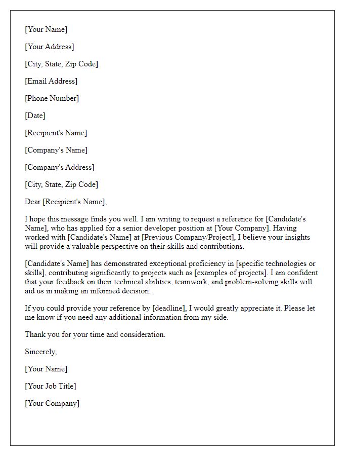 Letter template of IT position reference request for senior developers