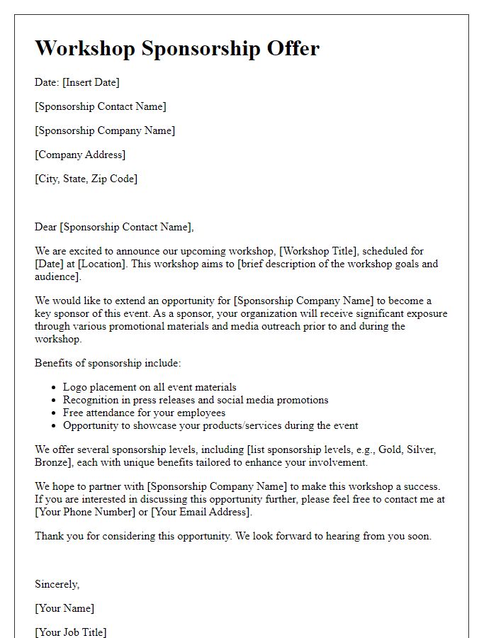 Letter template of workshop sponsorship offer