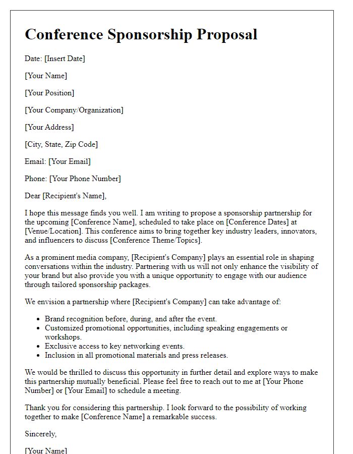 Letter template of conference sponsorship partnership for media companies