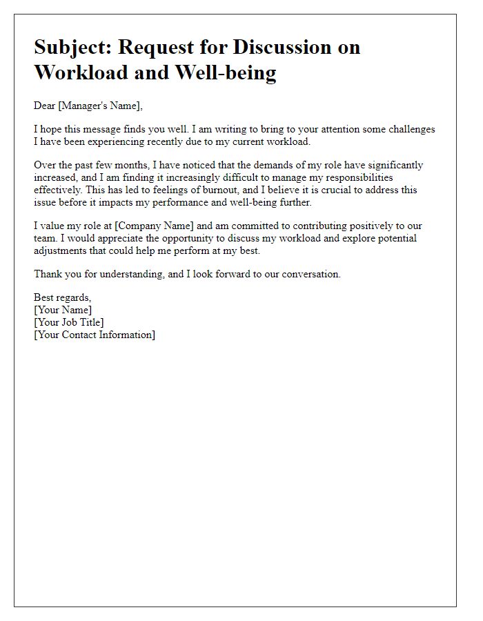 Letter template of communicating burnout due to workload