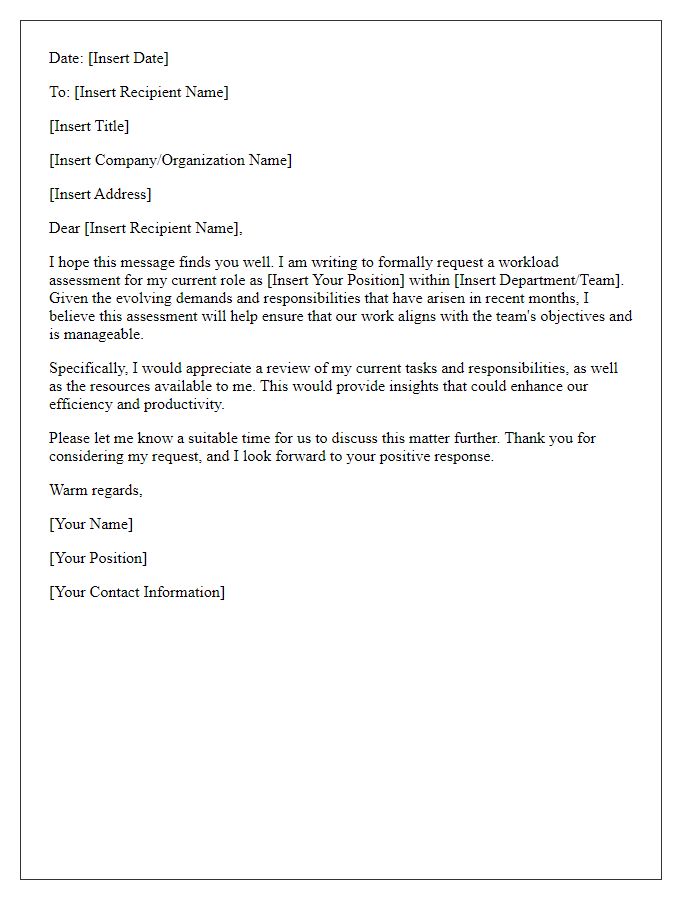 Letter template of requesting workload assessment