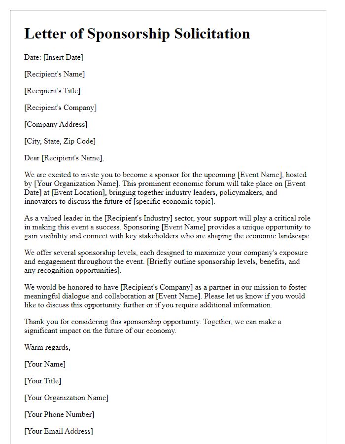 Letter template of economic forum sponsorship solicitation