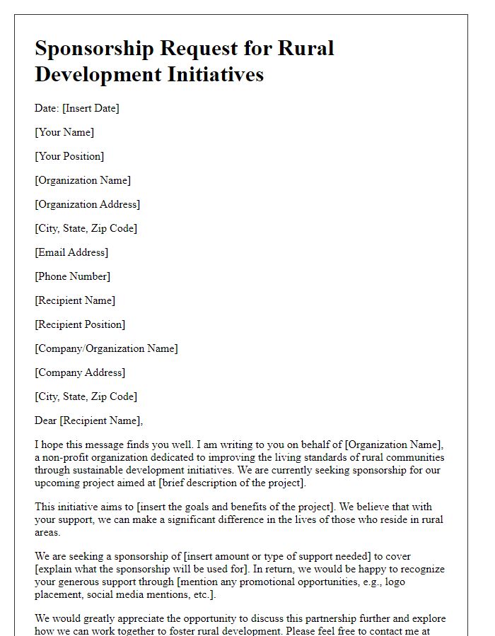 Letter template of sponsorship request for rural development initiatives