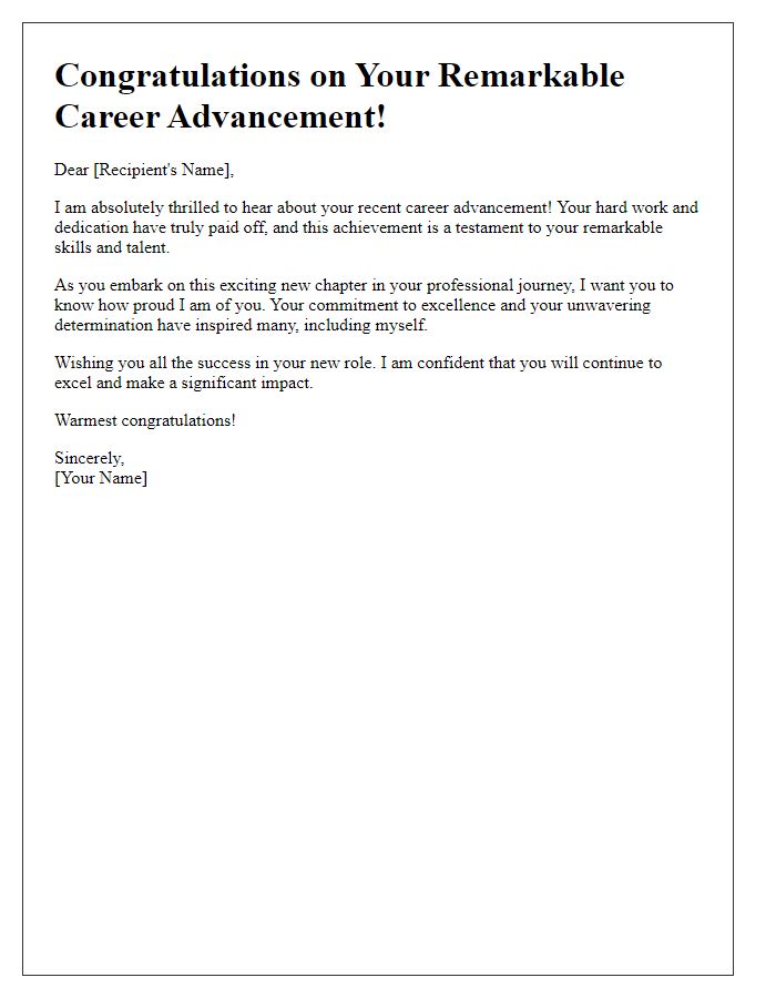 Letter template of joy for your remarkable career advancement.