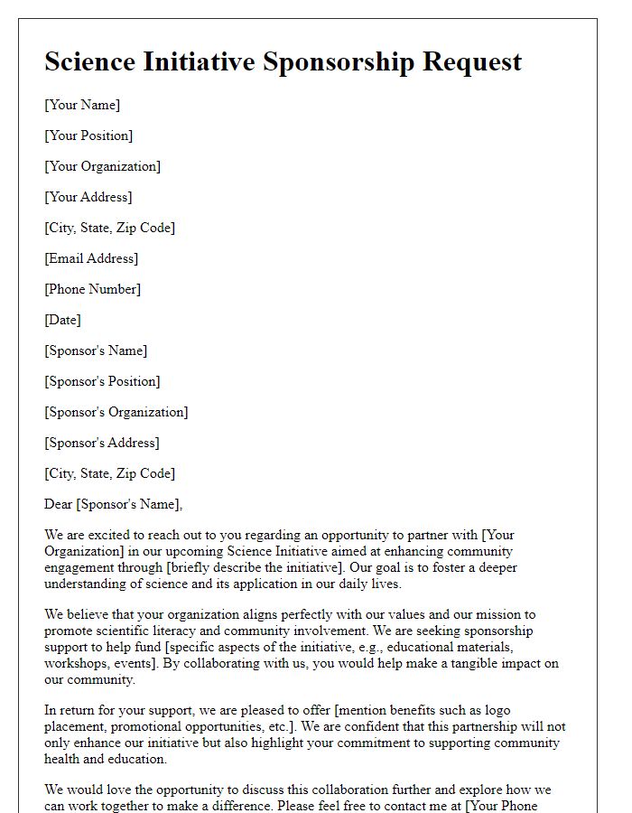 Letter template of Science Initiative Sponsorship Request for Community Engagement