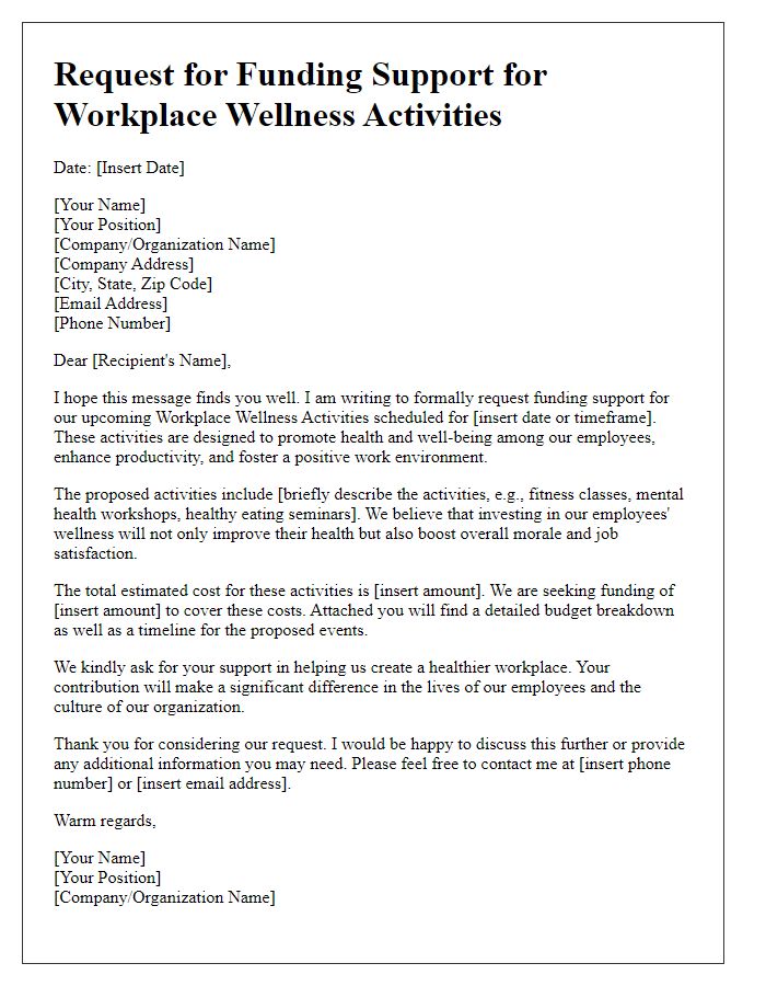 Letter template of appeal for funding workplace wellness activities