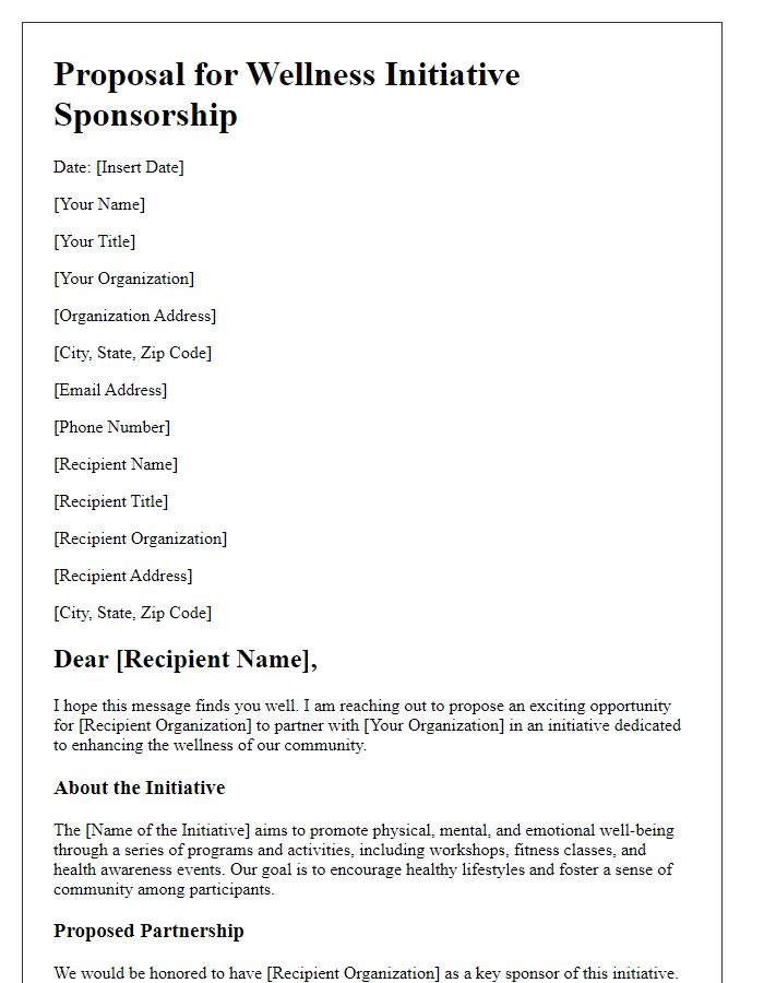 Letter template of proposal for wellness initiative sponsorship