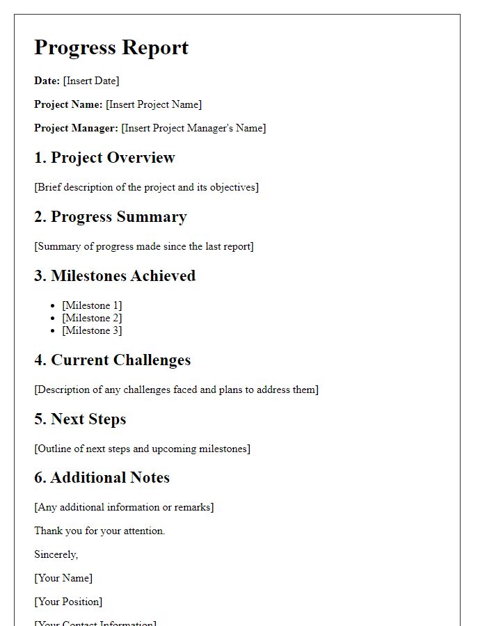 Letter template of Progress Report for Ongoing Projects