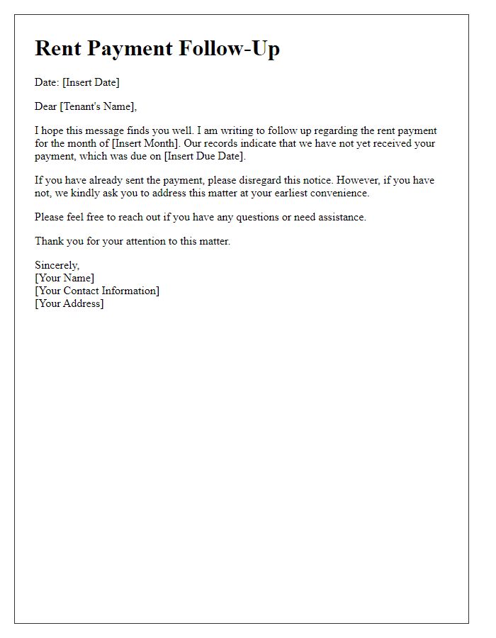 Letter template of rent payment follow-up