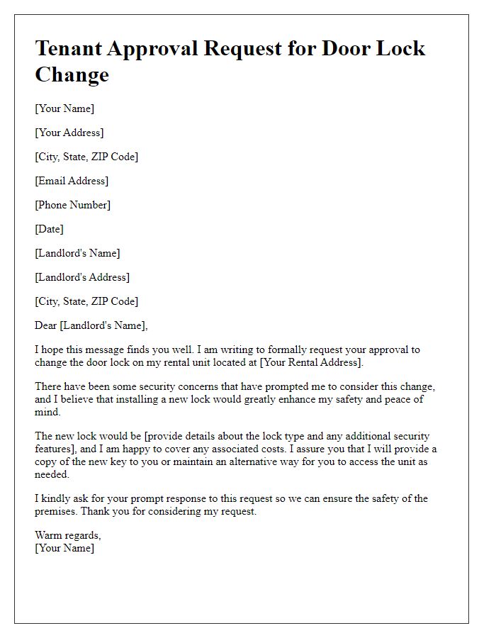 Letter template of tenant approval request for door lock change