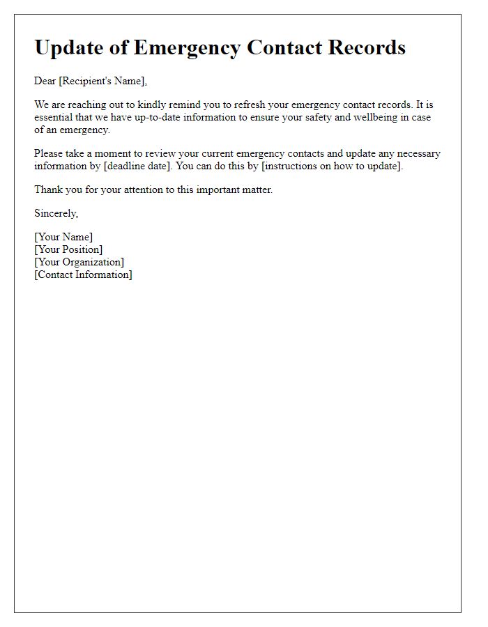 Letter template of need to refresh emergency contact records