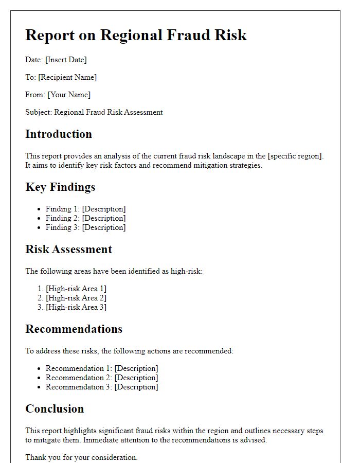 Letter template of report on regional fraud risk