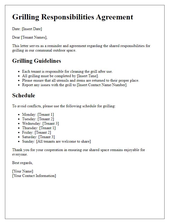 Letter template of grilling responsibilities for shared tenant spaces.