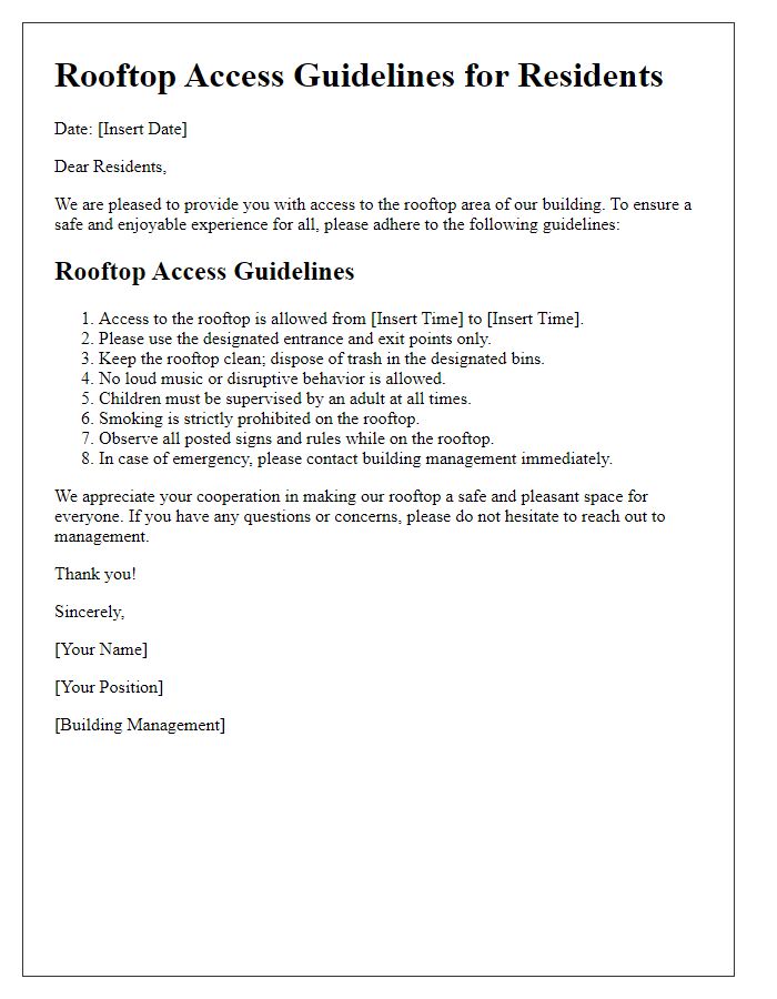 Letter template of rooftop access guidelines for residents