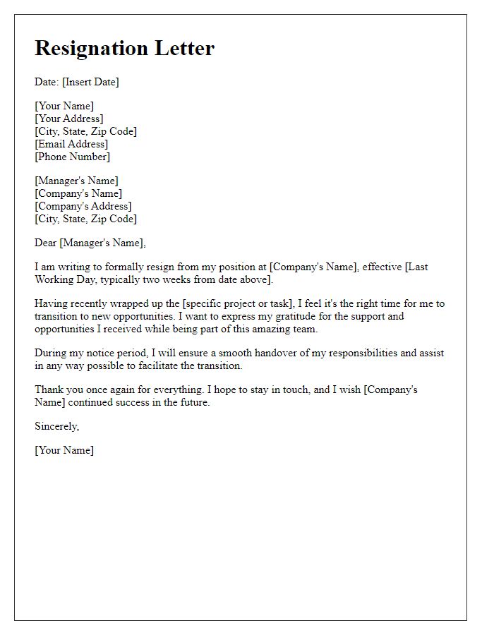 Letter template of resignation after wrapping up a major task.