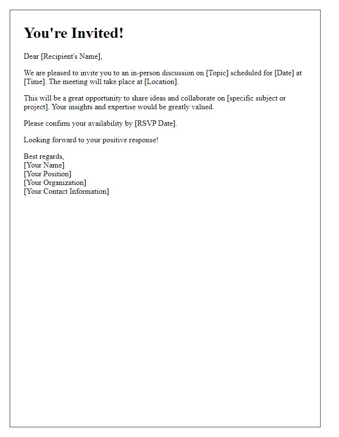 Letter template of invitation for an in-person discussion