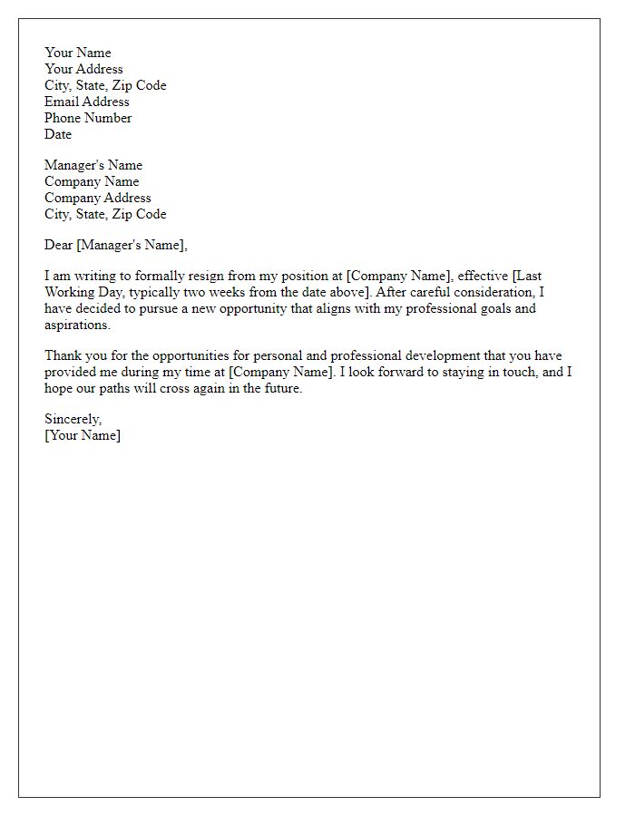 Letter template of resignation after reaching professional milestones