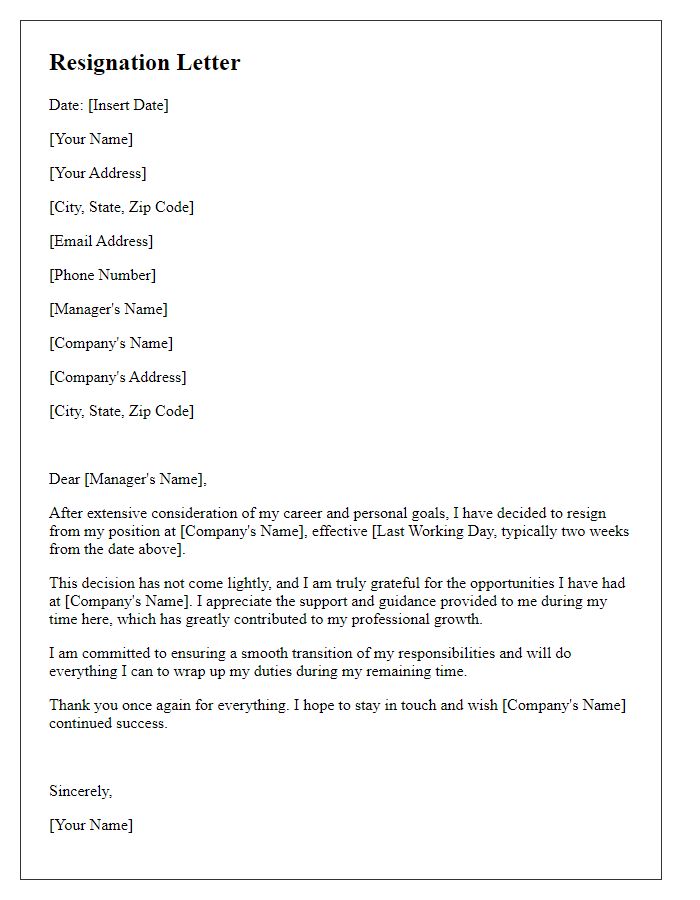 Letter template of resignation post extensive career consideration