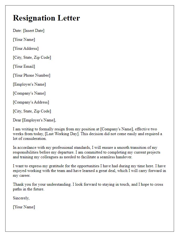 Letter template of resignation with completion of professional standards.