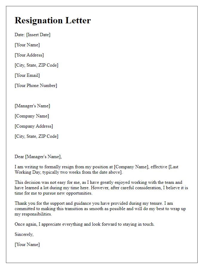 Letter template of resignation from an event management firm.