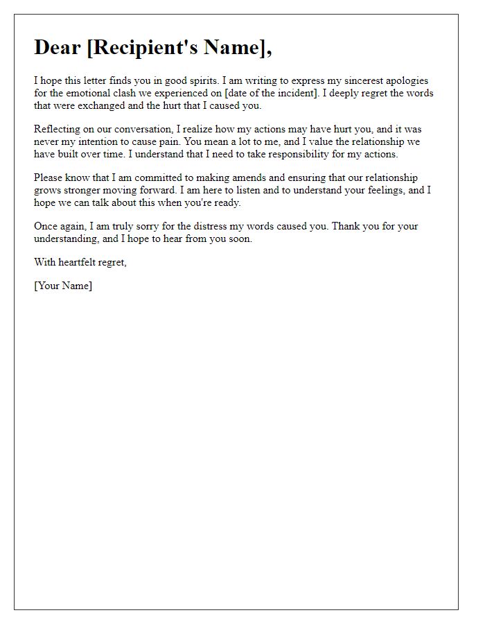 Letter template of heartfelt apology after an emotional clash