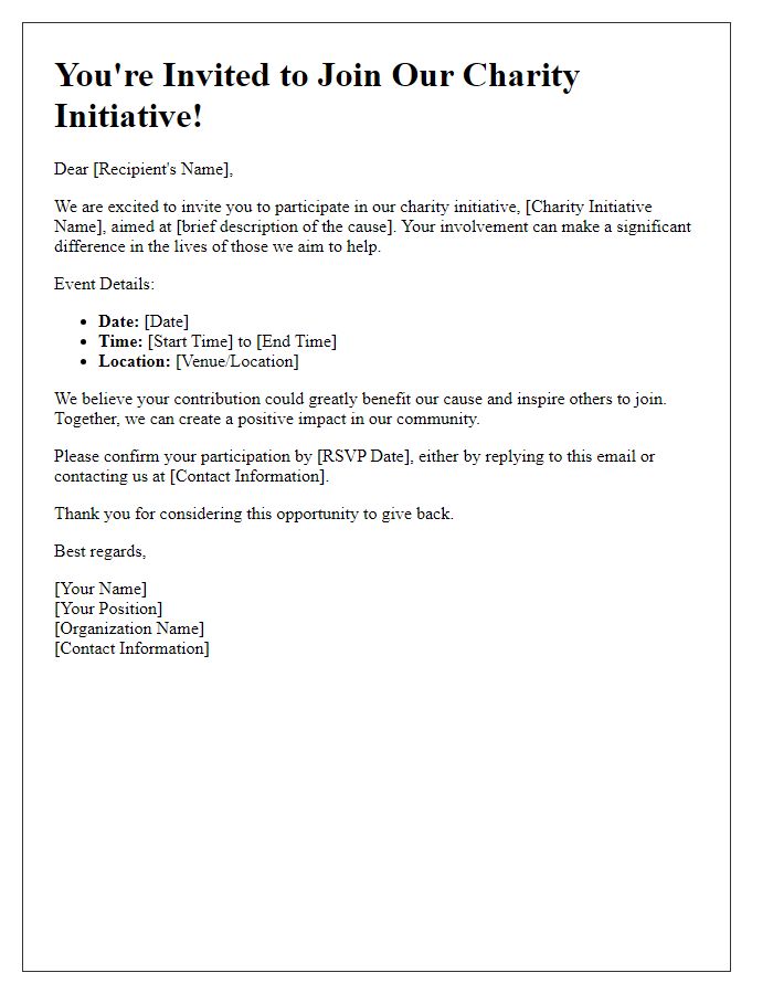 Letter template of invitation to join a charity initiative