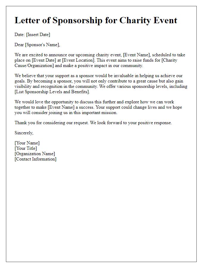 Letter template of sponsorship for charity event