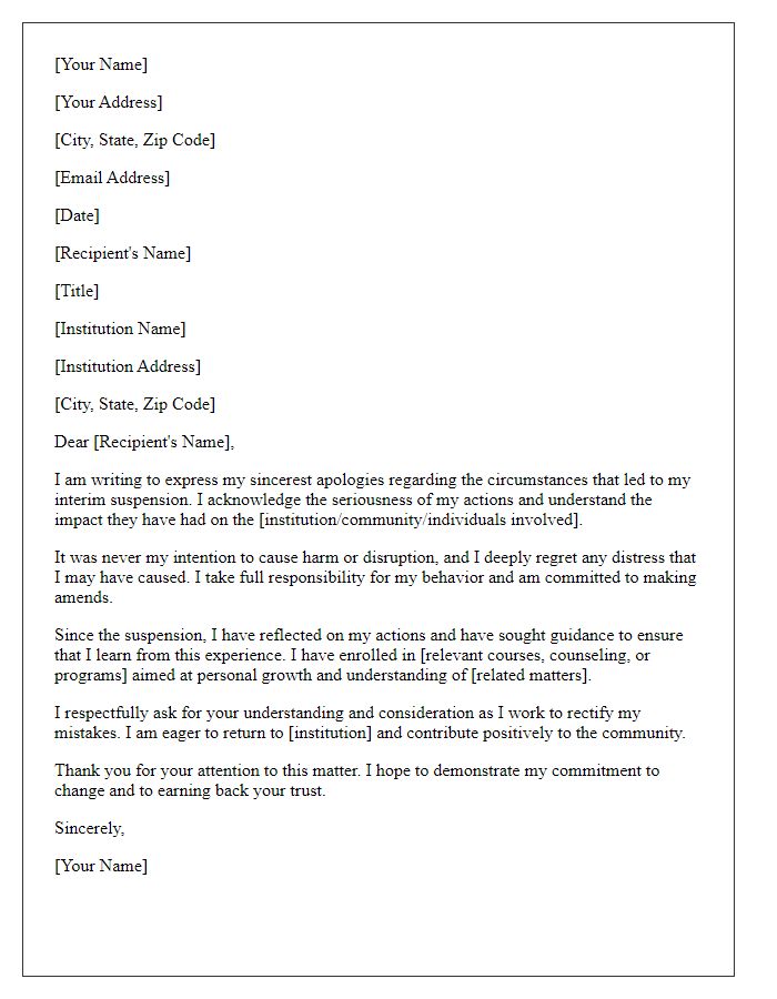 Letter template of contrition for interim suspension