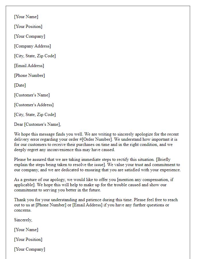 Letter template of compassionate apology for delivery errors