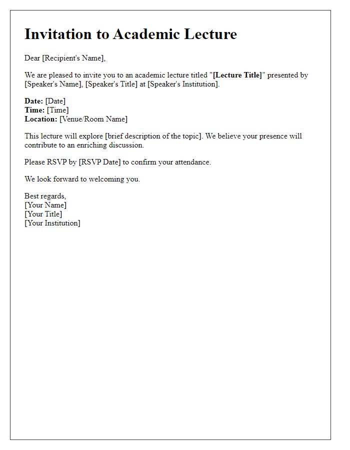 Letter template of an academic lecture invitation