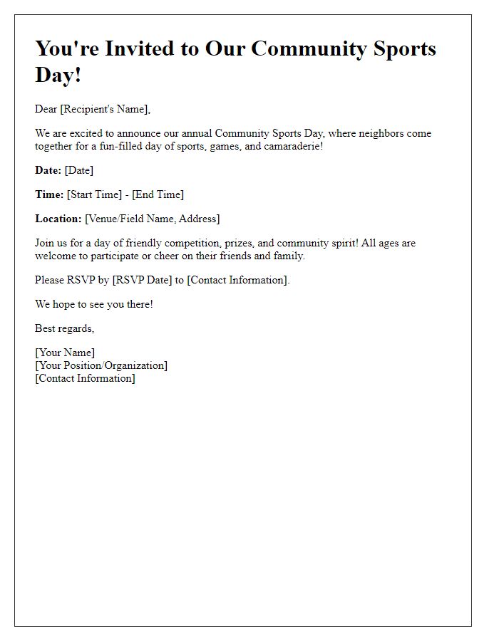 Letter template of community sports day invitation