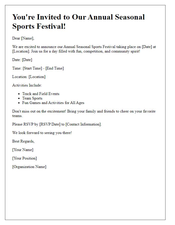 Letter template of seasonal sports festival invitation