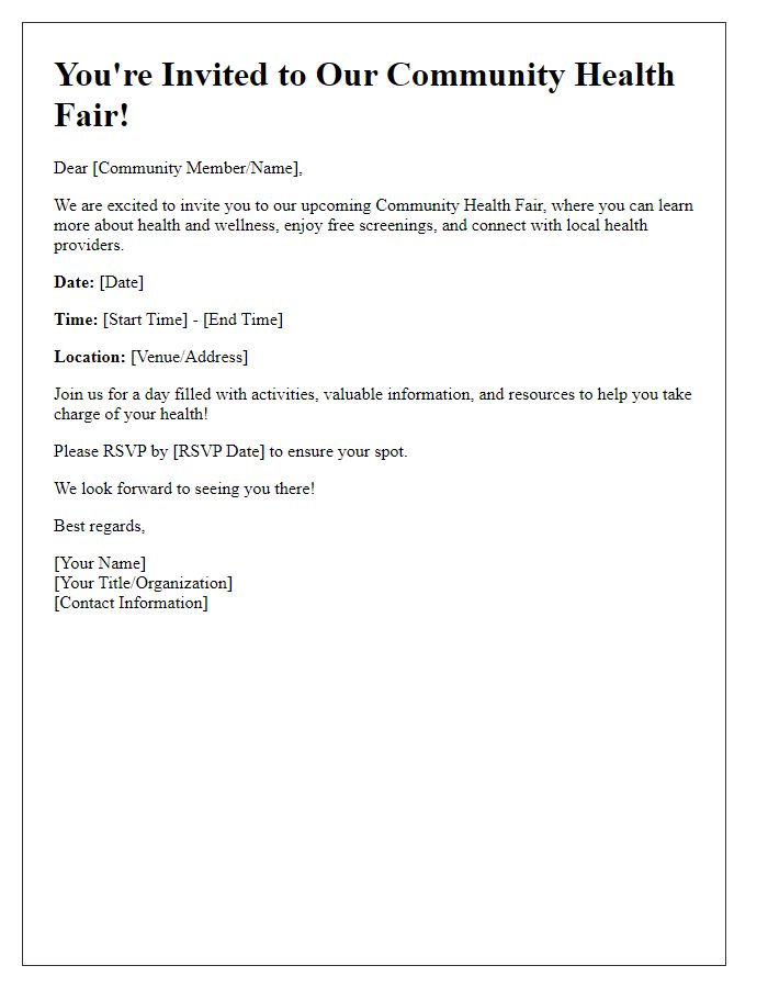 Letter template of invitation for a community health fair