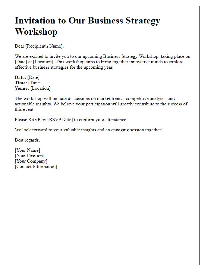 Letter template of business strategy workshop invitation