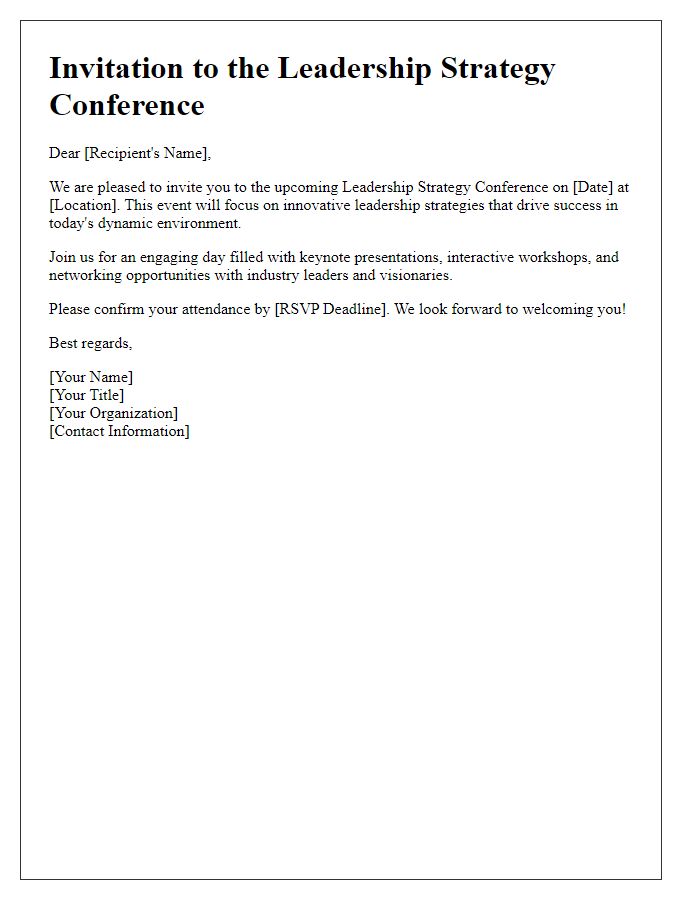 Letter template of leadership strategy conference invitation