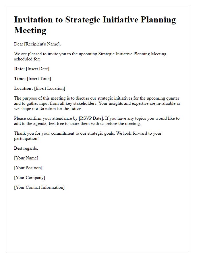 Letter template of strategic initiative planning meeting invite