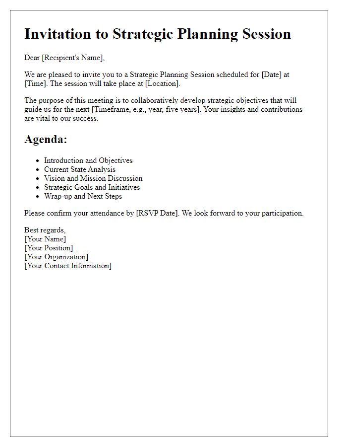 Letter template of strategic planning session invitation