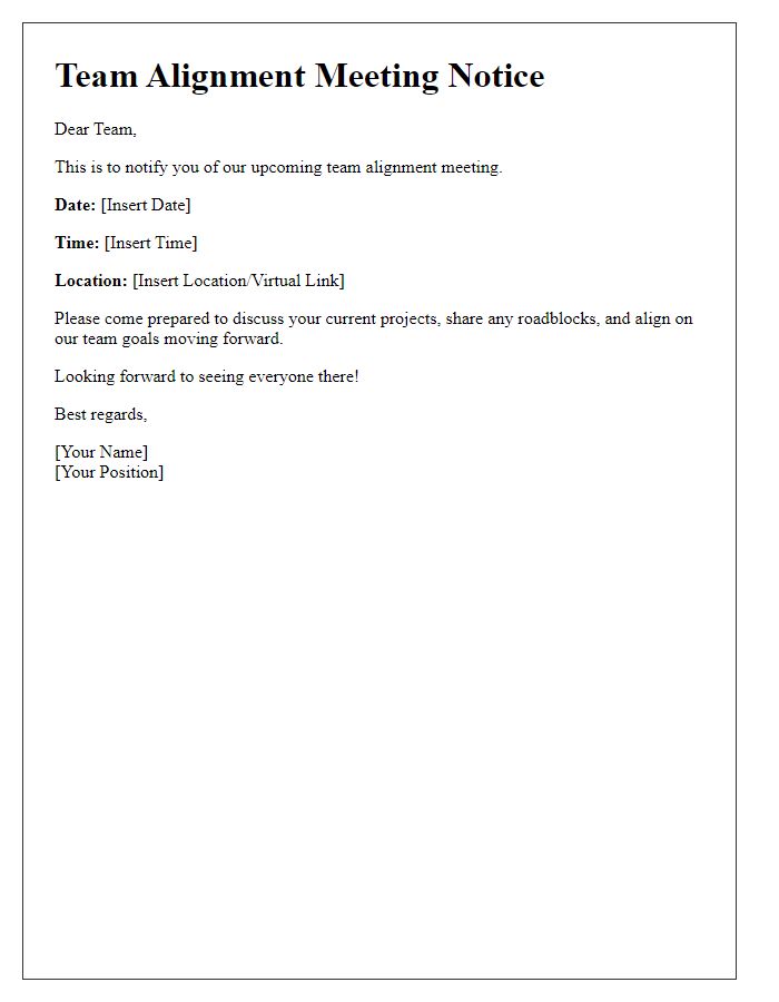 Letter template of team alignment meeting notice