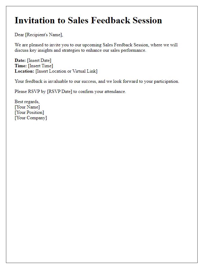 Letter template of Sales Feedback Session Invitation