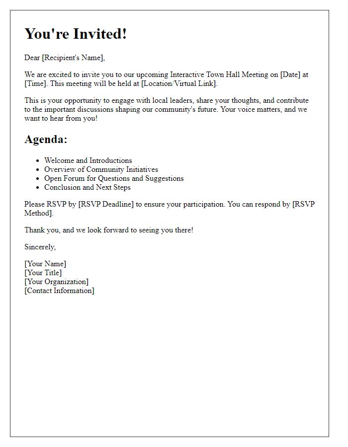 Letter template of Call to Participate in Interactive Town Hall Meeting