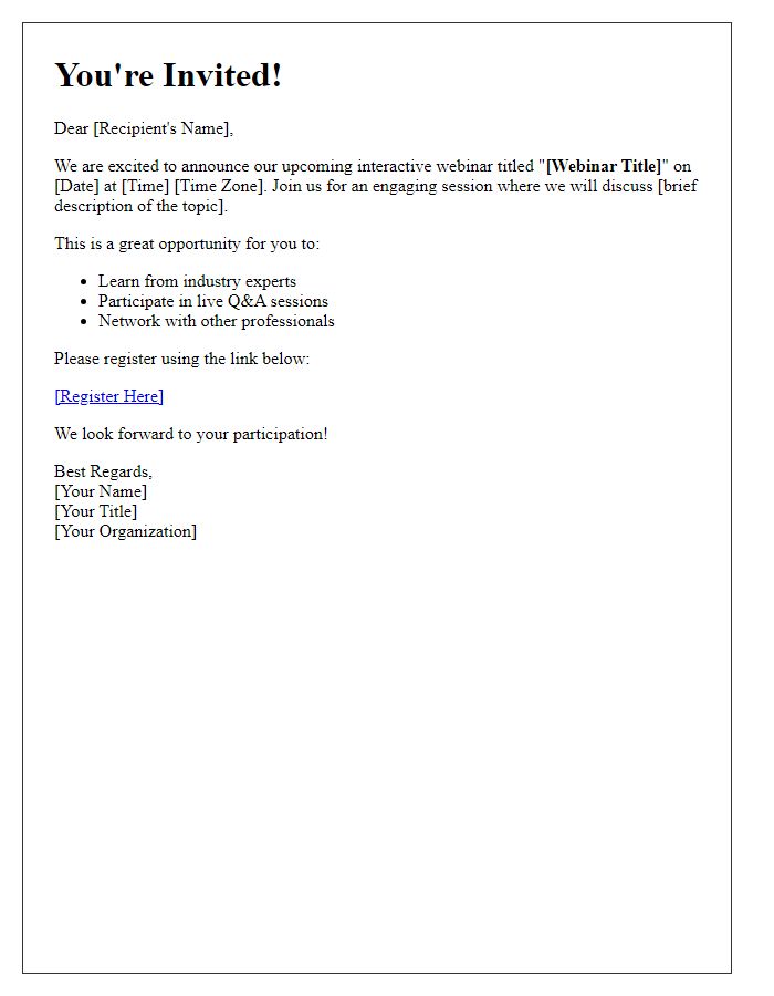 Letter template of Invitation to Engage in Our Interactive Webinar