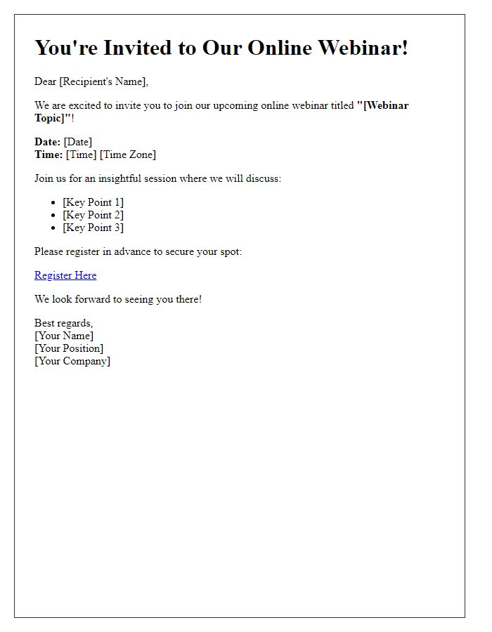 Letter template of Invitation to Join Our Online Webinar