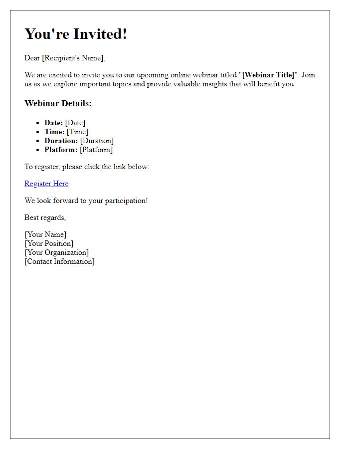 Letter template of Join Us for an Informative Online Webinar