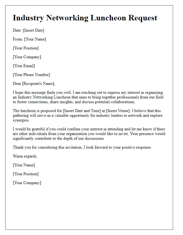 Letter template of Industry Networking Luncheon Request