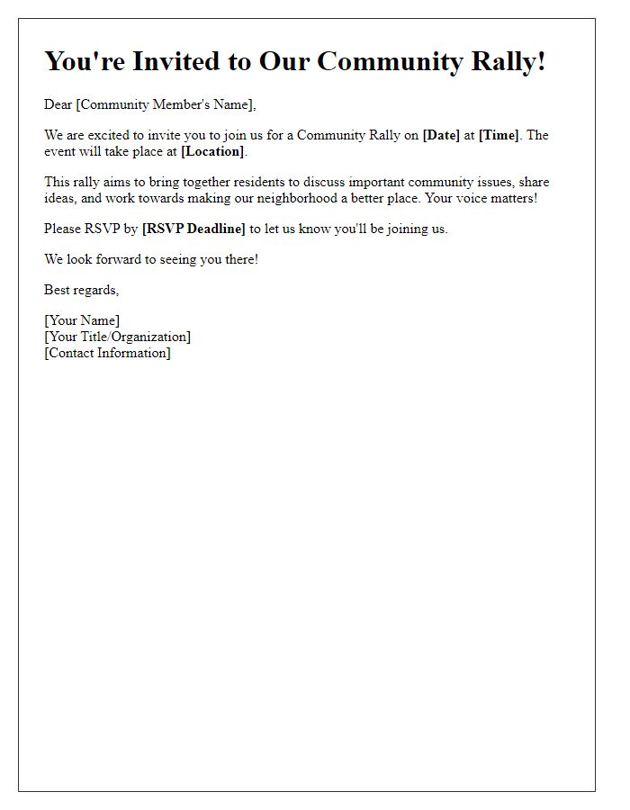 Letter template of community rally invitation